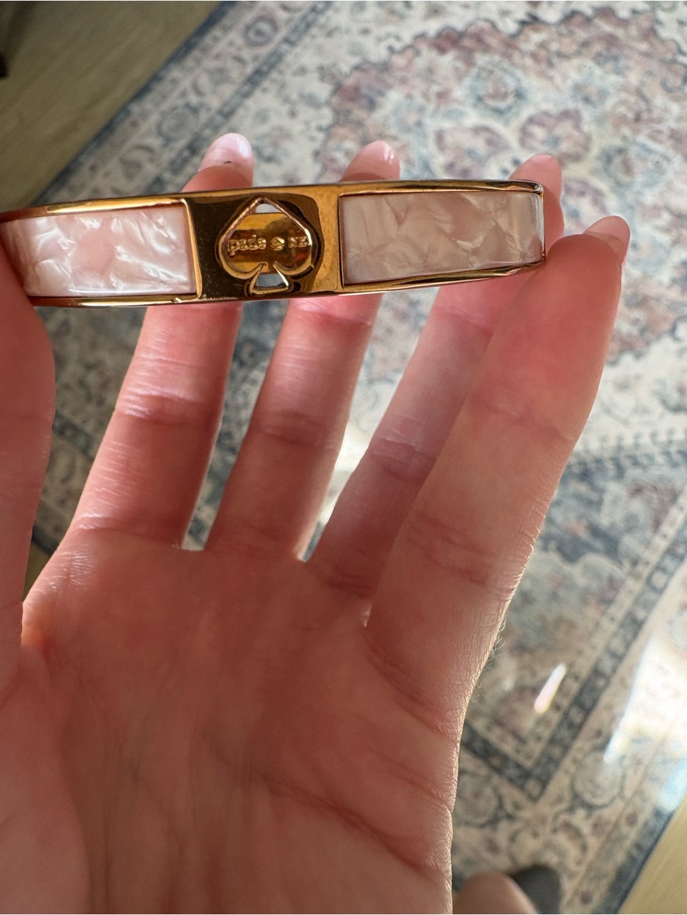 kate spade gold-tone bracelet with blush pink mother-of-pearl inlay